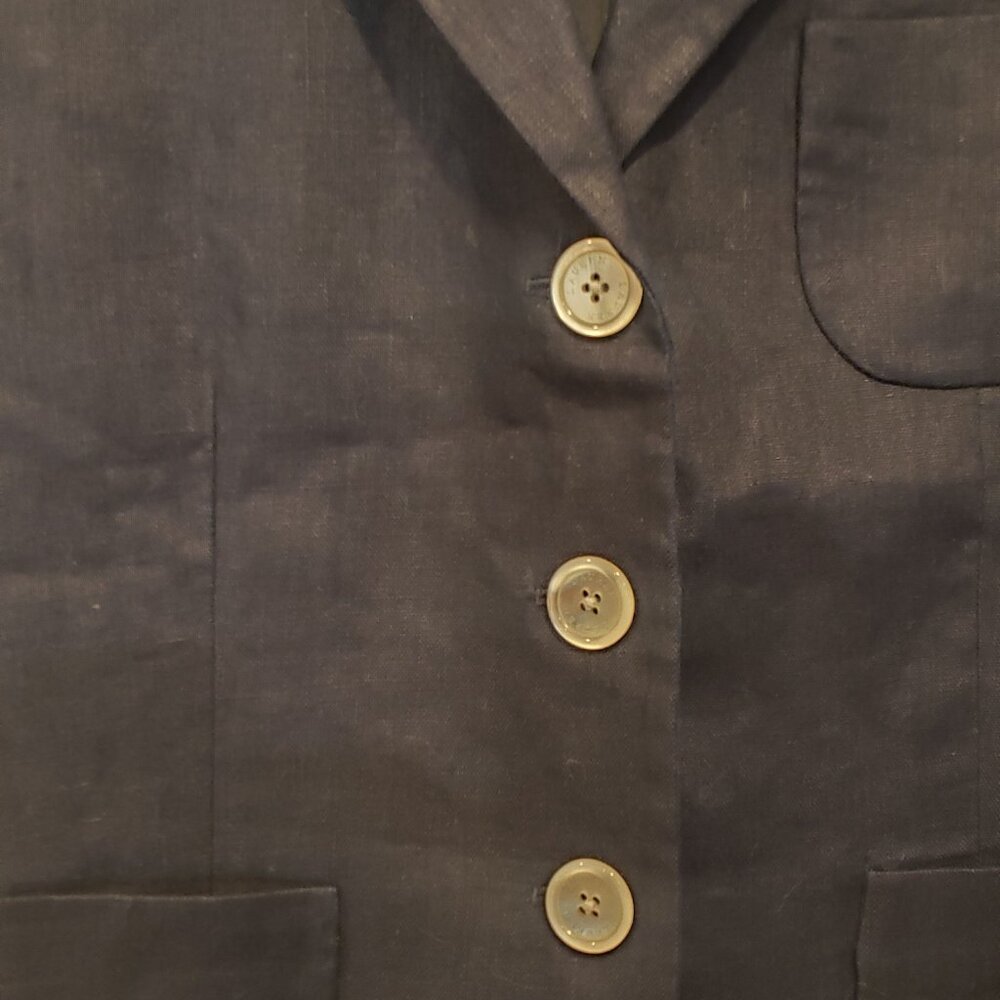 Lauren Ralph Lauren 100% Linen Navy Blue button Blazer Womens size 8 Petite - Picture 3 of 4